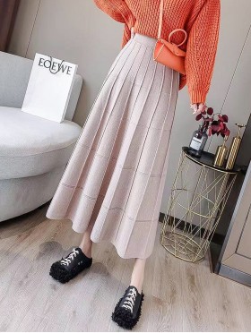 Core Spun Yarn Solid-color Knitted Stretch Skirt 